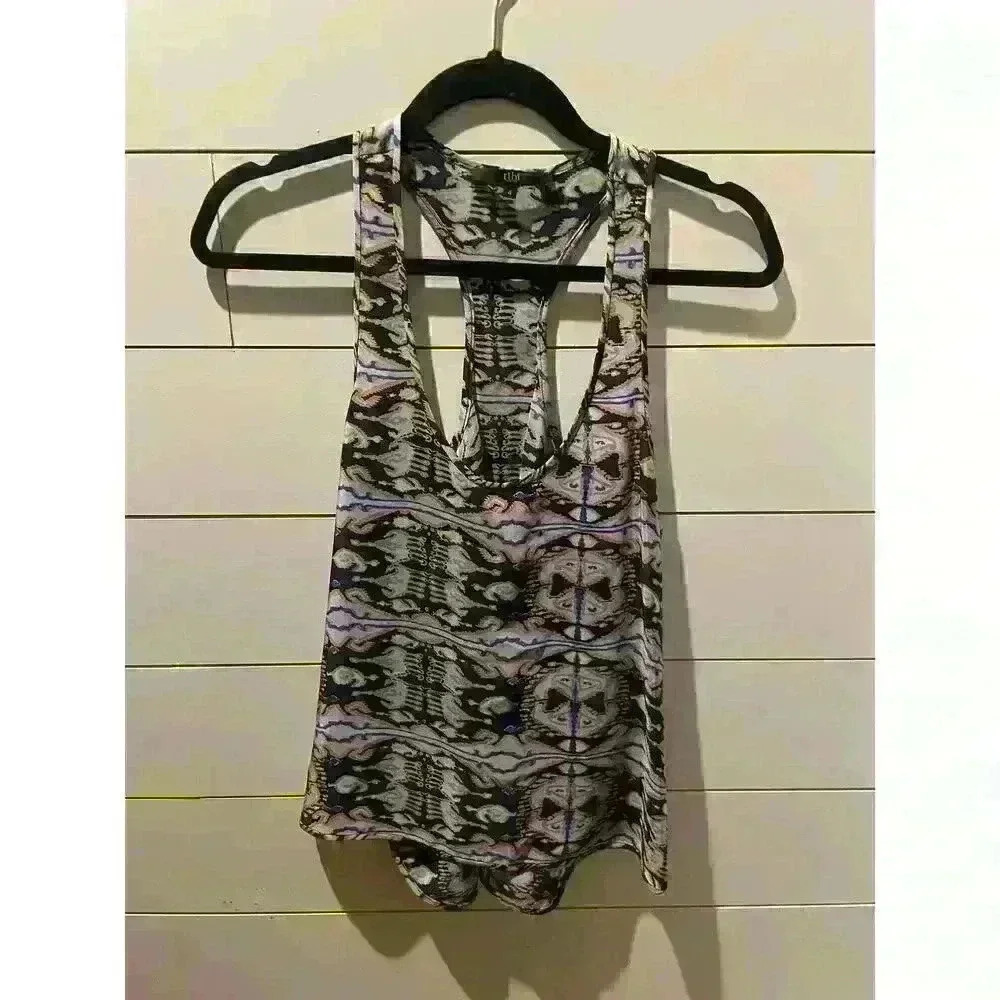 Tibi Watercolor 100% Silk Raceback Tank, size 4